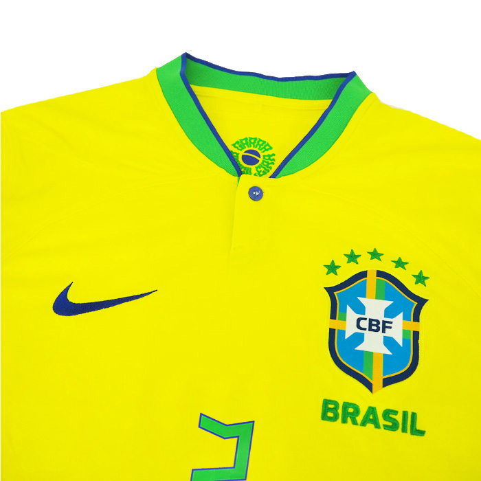 ブラジル代表 2022 ホーム 半袖 ユニフォーム No.3 チアゴ・シウバ 