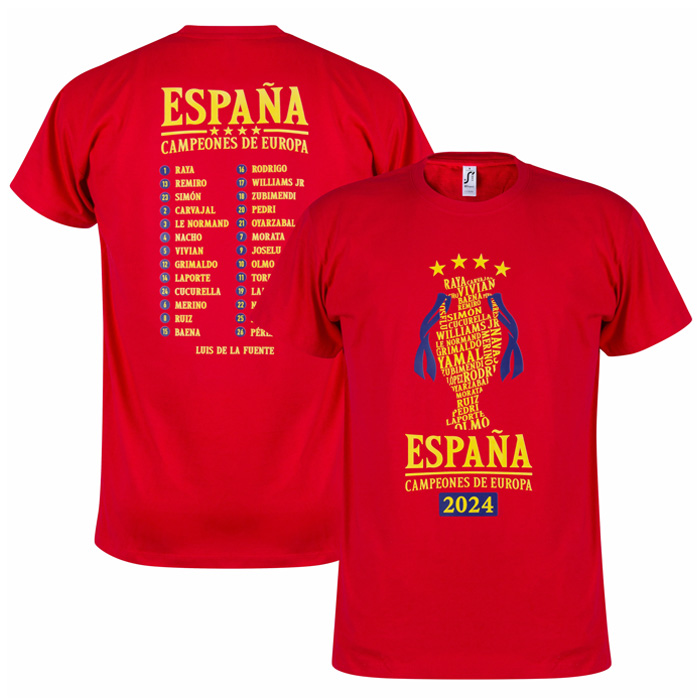 RE-TAKE(リテイク) スペイン代表 Campeones de Europa 2024 Tシャツ(レッド)【優勝記念 EURO2024】【予約：9月中旬入荷予定】